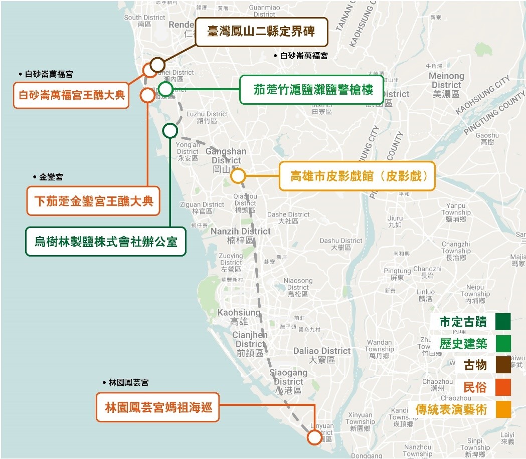 海線文化之路，文化資產點分布示意圖